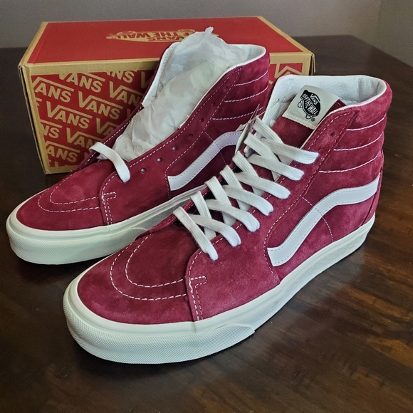 Vans Sk8-Hi Pig Suede Pomegranate Men Size 8.5, Women Size 10 - Picture 3 of 9